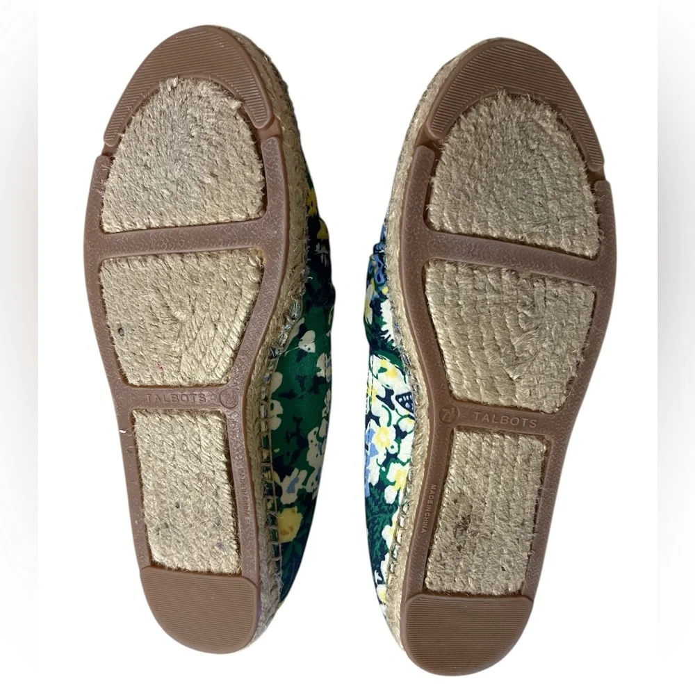 Talbots Izzy Knot Detail Flat Espadrilles in Butterfly Garden Sateen Sz. 7.5